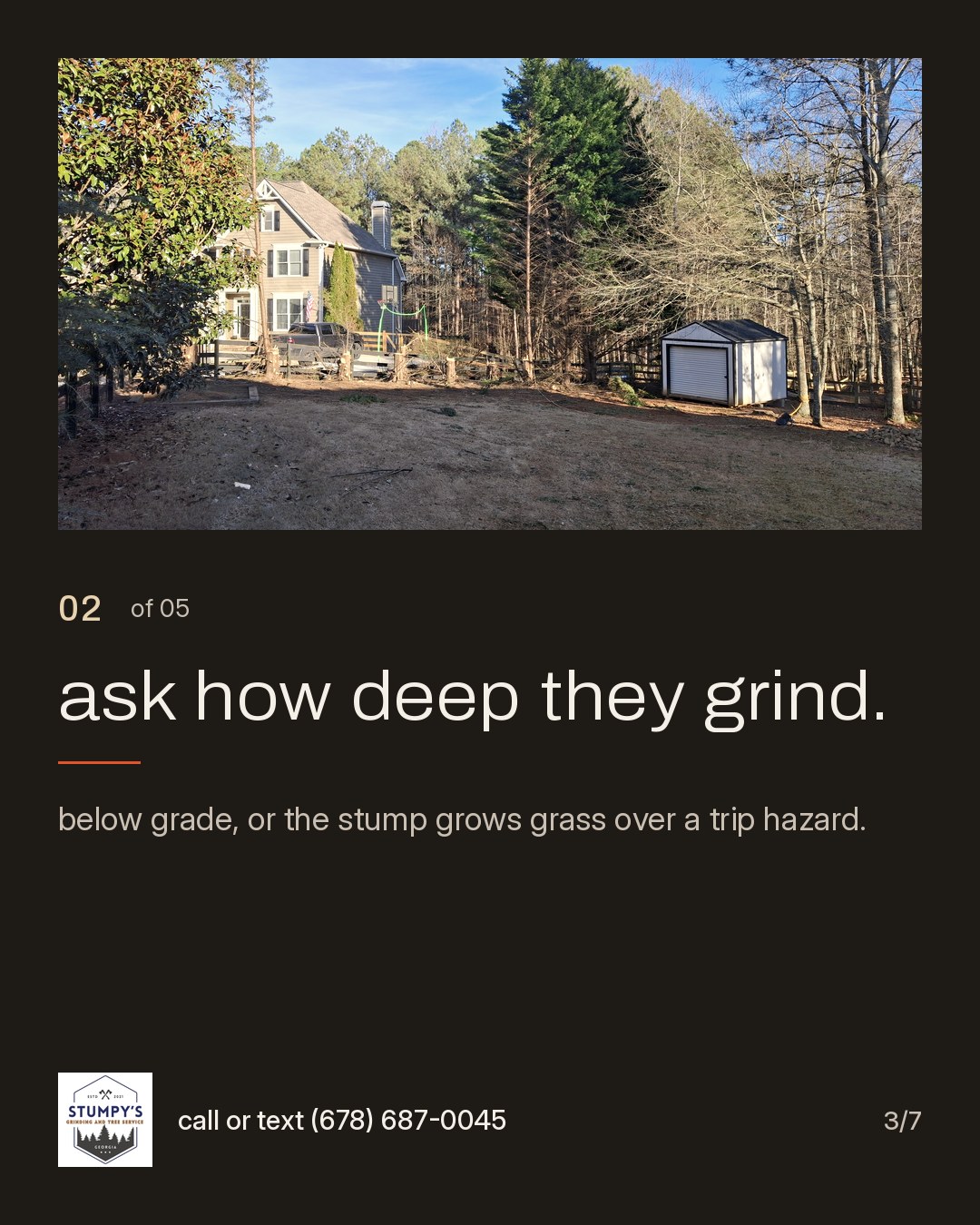 Stumpy's carousel slide: ask how deep they grind